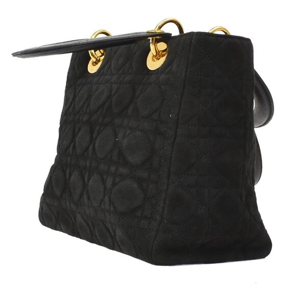 CHRISTIAN DIOR Lady Cannage 2Way Shoulder Hand Bag Suede Leather Black 43KB146 - Picture 4 of 15